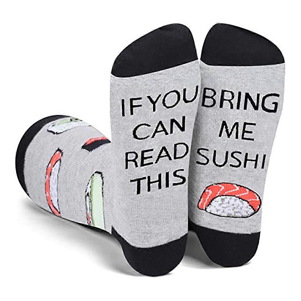 Unisex Funny Saying Crew Socks If You Can Read This Popcorn Sushi Tacos Hosiery
