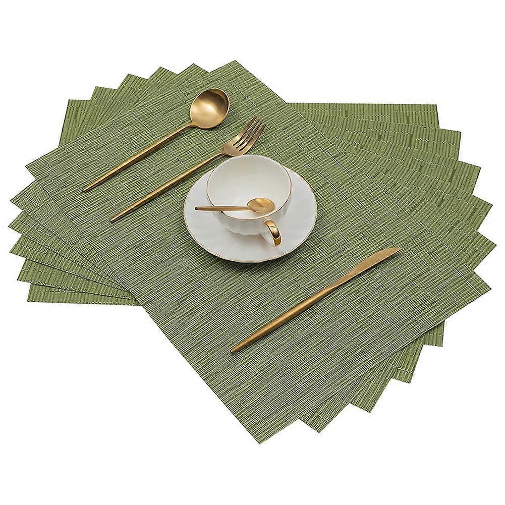 6PCS Square Bamboo-Style PVC Woven Placemats - Elegant Table Mats & Coasters