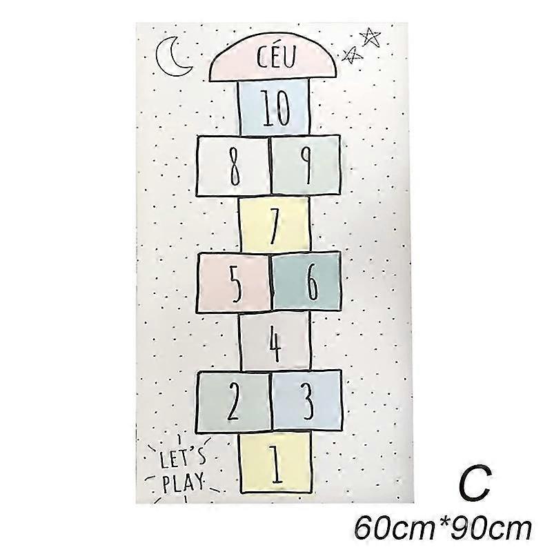 Rainbow Sky Hopscotch Game Mattor Halkfri Hoppande Husmatta Mjuk Hållbar Vävd Faux Ull Golvmatta För Sovrum