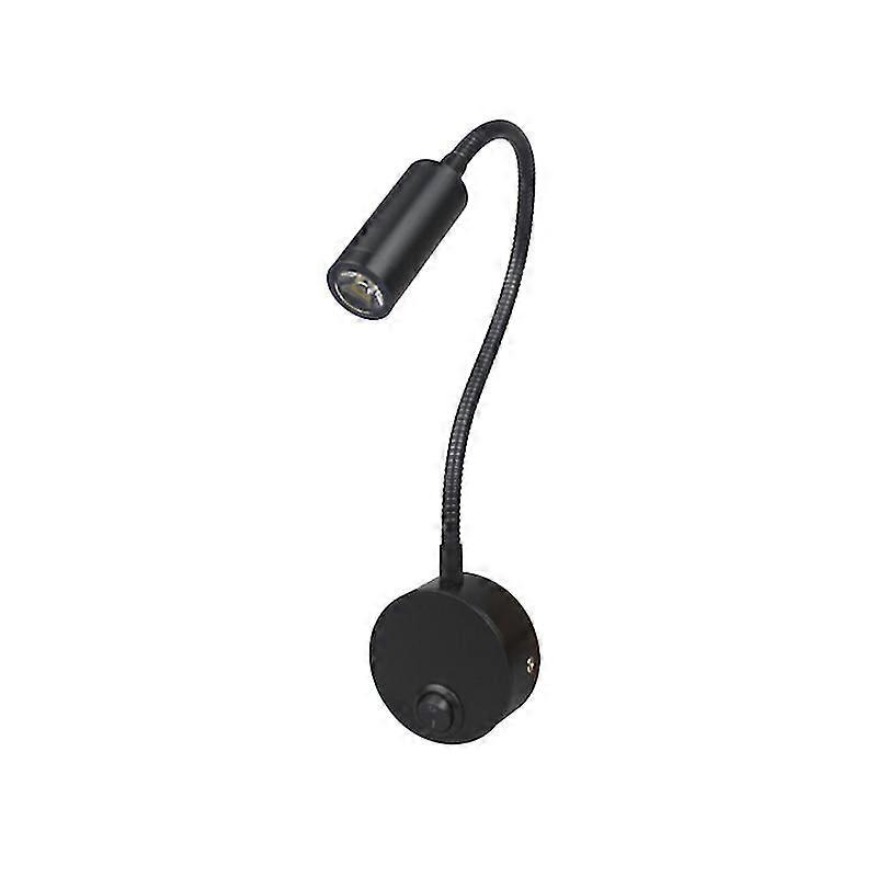 2pcs Desk Work Led Lamp 3w Wall Mounted Reading Lamp With Flexible Hose For Home And Hotel(Black)