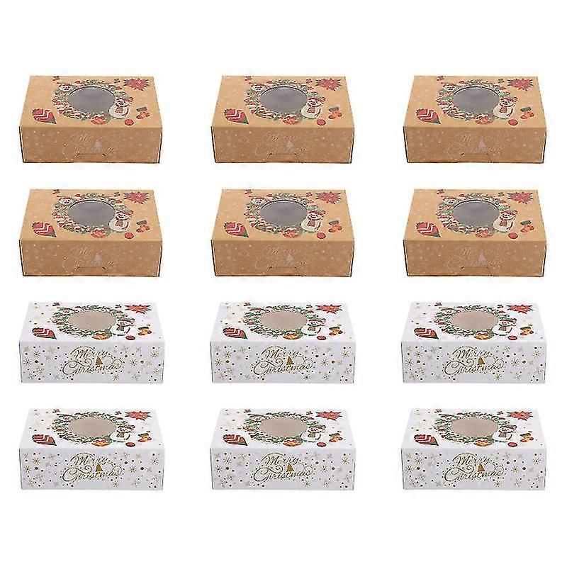 12pcs Christmas Cake Boxes Cake Packaging Boxes Organizers Cake Cases (Large)
