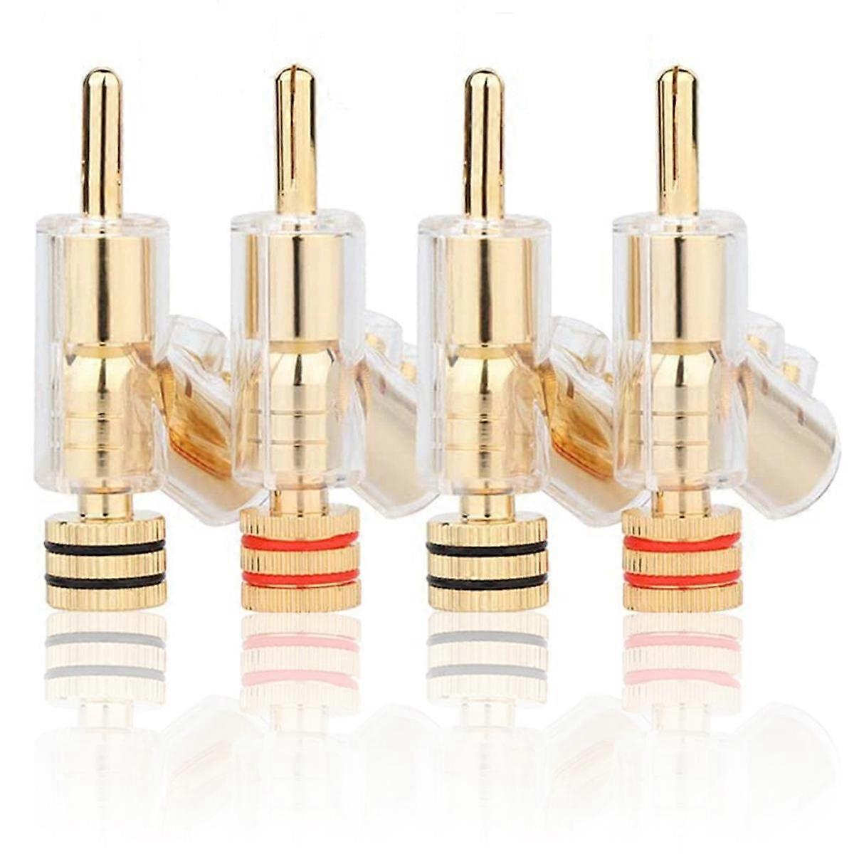 4 Pcs Hifi Gold Plated Lockable Speaker Cable Banana Plug Connector Audio Amplifier Speaker Wire Co