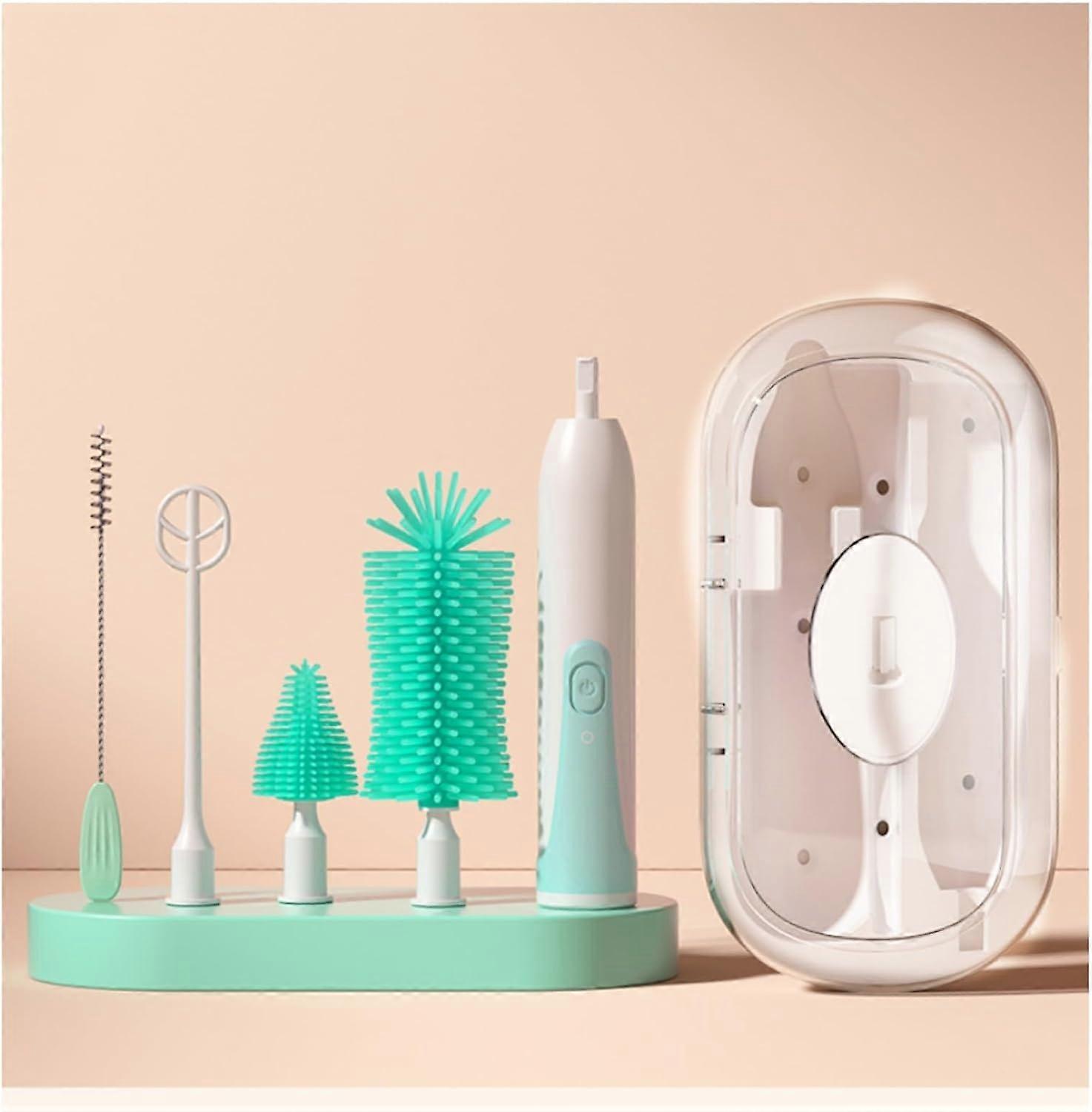 Electric Baby Bottle Brush Travel Set with Automatic Spinning Bottle Brush,Straw Brush and Electric Milk Frother,Suitable for Newborn Babies (Purple)