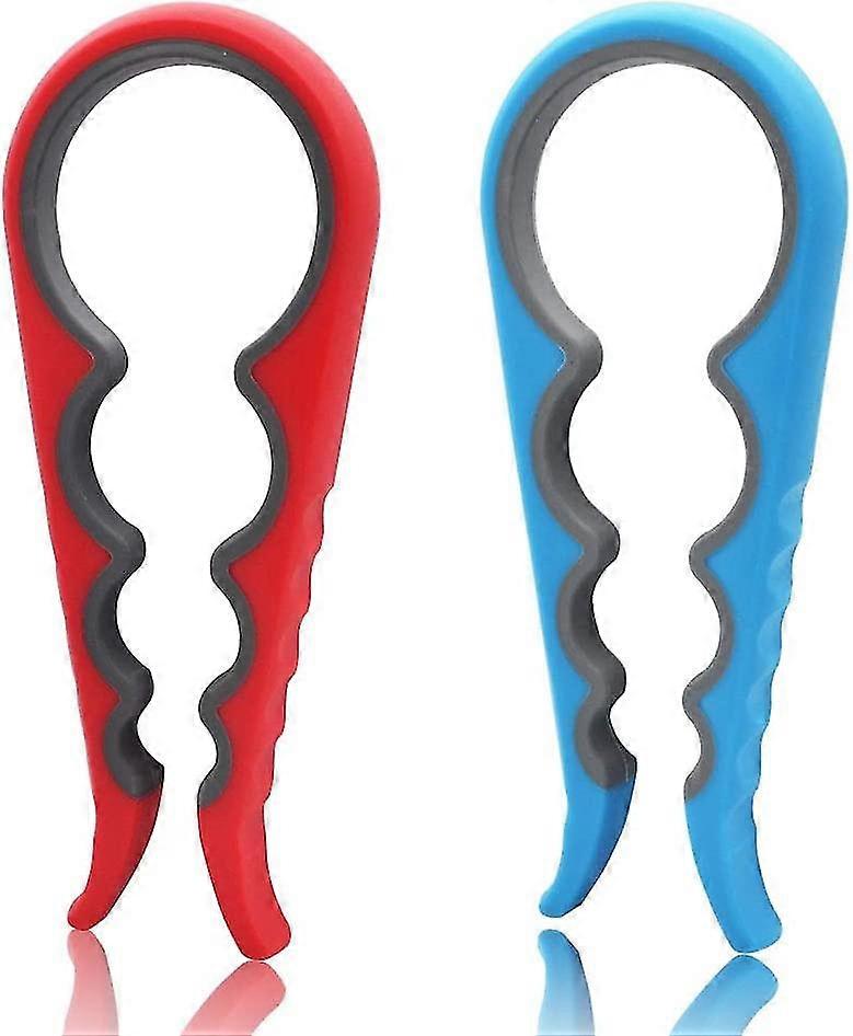 Manual Can Opener 2 Pack Rubber 4-in-1 Bottle Opener For Multiple Sizes (red, Blue)