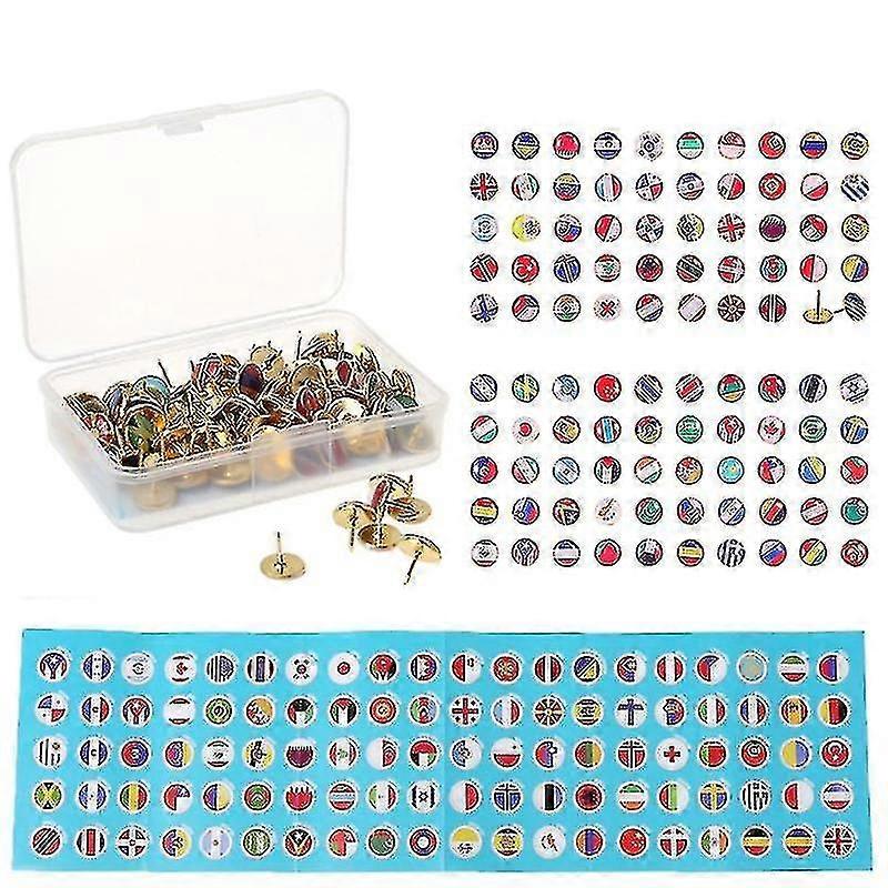 Push Pins National Flag Thumb Tacks Country Map Push Pins For Bulletin Board, Map, Office (assorted Countries Pattern, 194 Pieces)