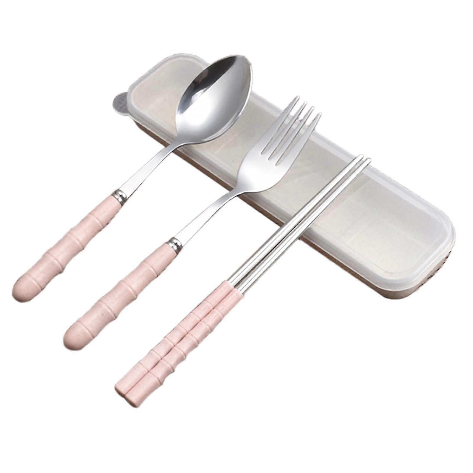 3-in-1 Stainless Steel Fork Spoon Chopsticks Set Travel Set With Plastic Case