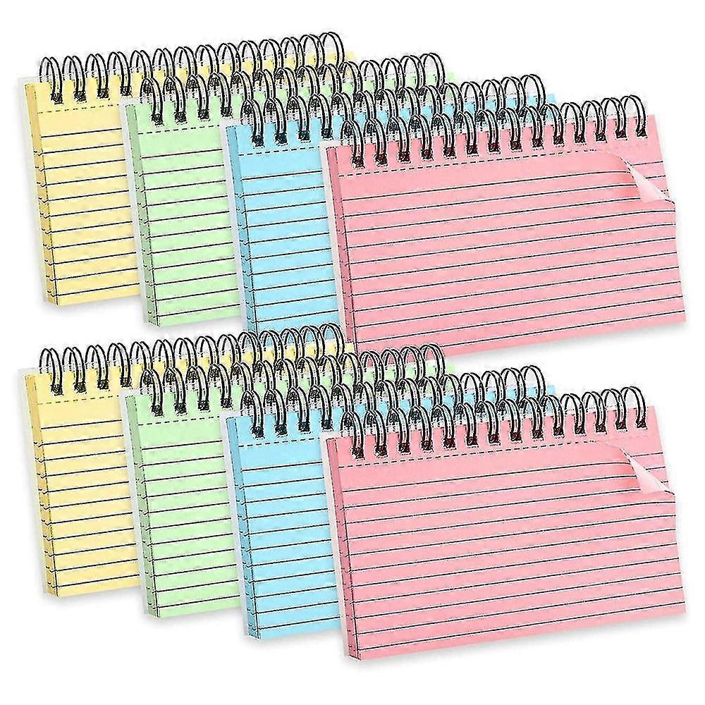 8pcs Multicolor Index Cards Ruled Index Cards Sprial Note Taking Paper In Multiple Colors For Schoo