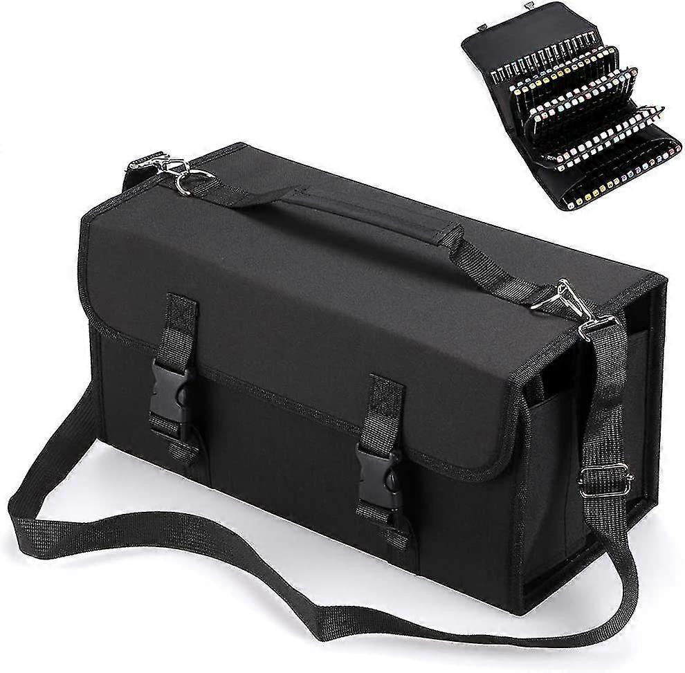 120 Slots Large Capacity Multi-layer Canvas Marker Case With Acsergery Shoulder Strap Gift
