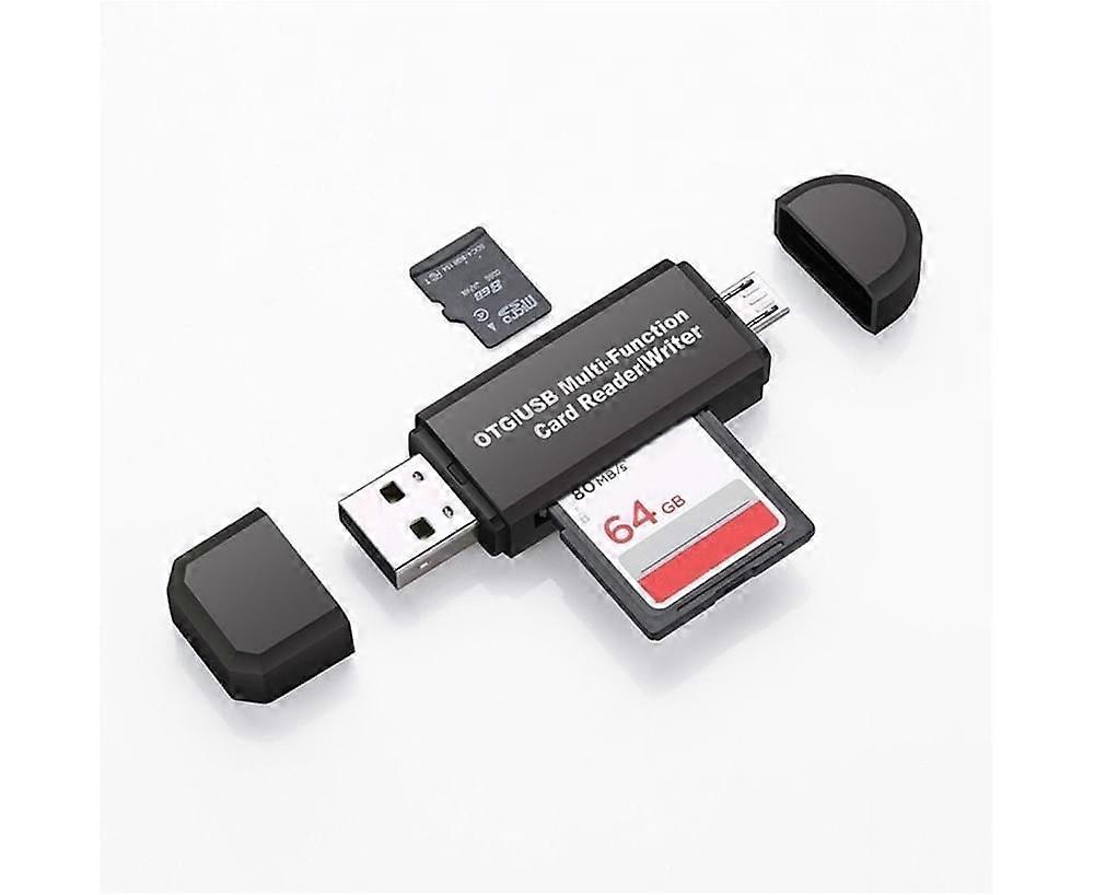 Portable High Speed Micro USB SD TF OTG Card Reader for Mobile Phone Laptop - Black