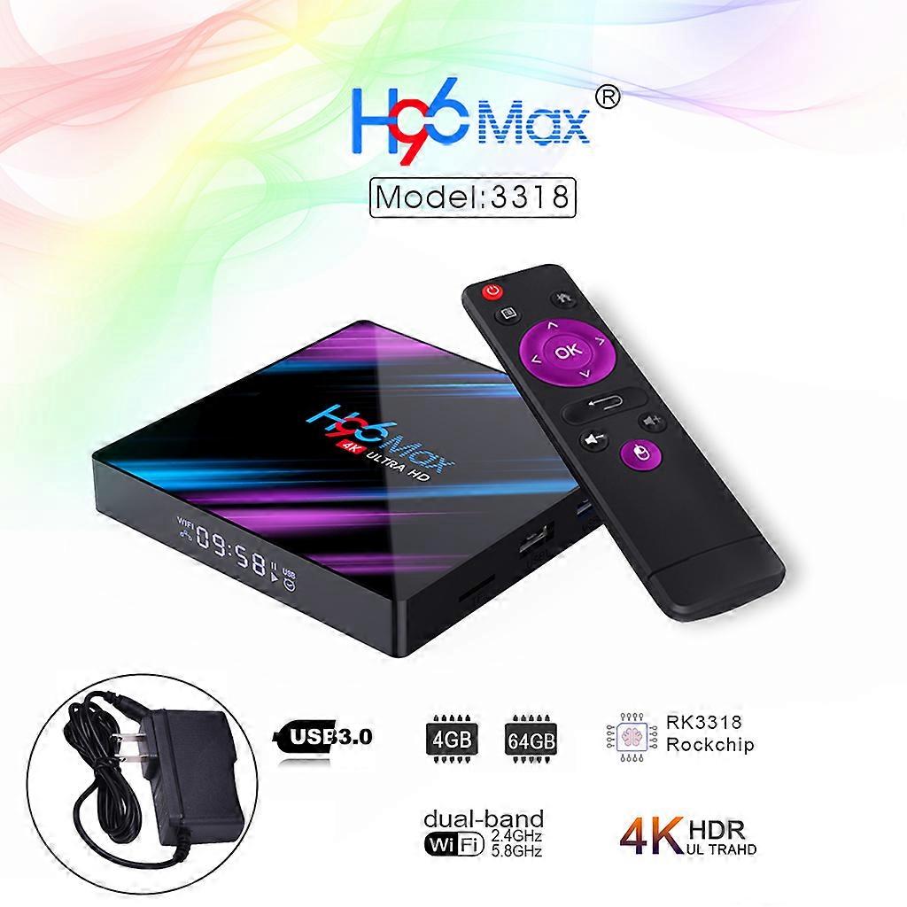 1Aseta H96 Max RK3318 Smart Android 9.0 TV Box 2.4G / 5G neliytiminen WiFi