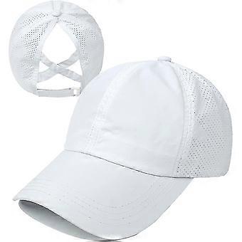 Mujer Criss Cross Ponytail Gorra de béisbol ajustable Alto Messy Bun Ponycap Sombrero de secado rápido