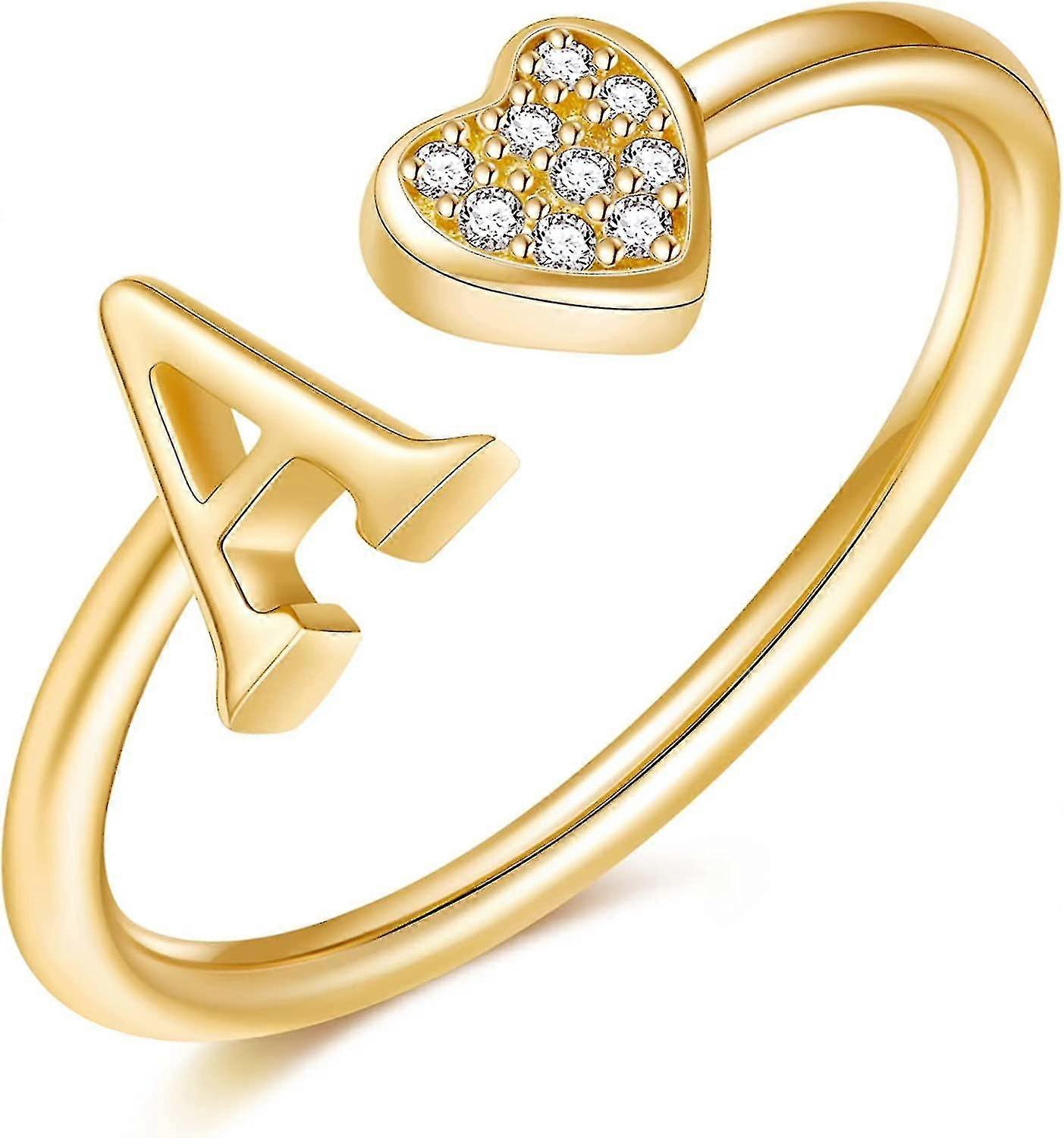 S925 Inele de argint sterling Inele inițiale pentru fete adolescente femei, inele reglabile pentru femei Inele de inimă pentru fete adolescente Inele de argint pentru femei stivuibile