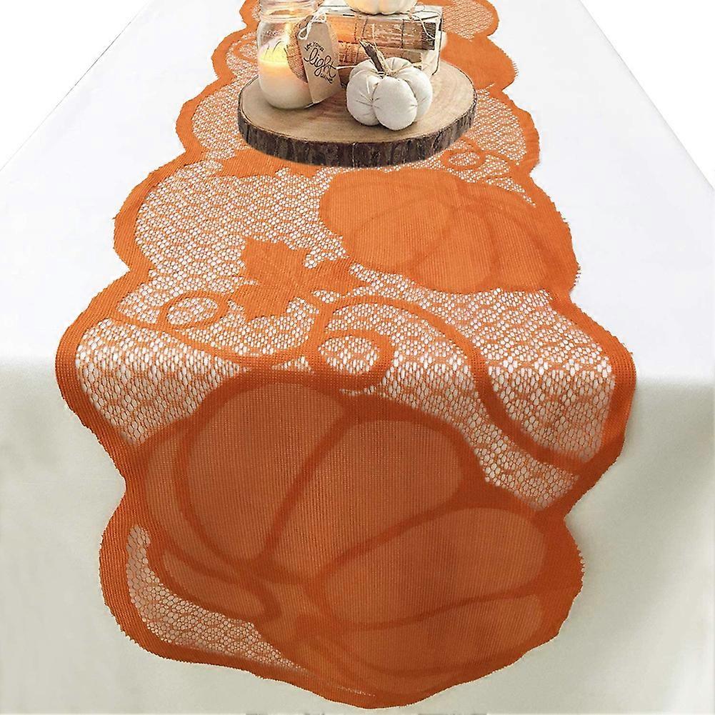 Thanksgiving Pumpkin Lace Table Flag Maple Leaf Pattern Family Table Decoration Placemat Table Flag