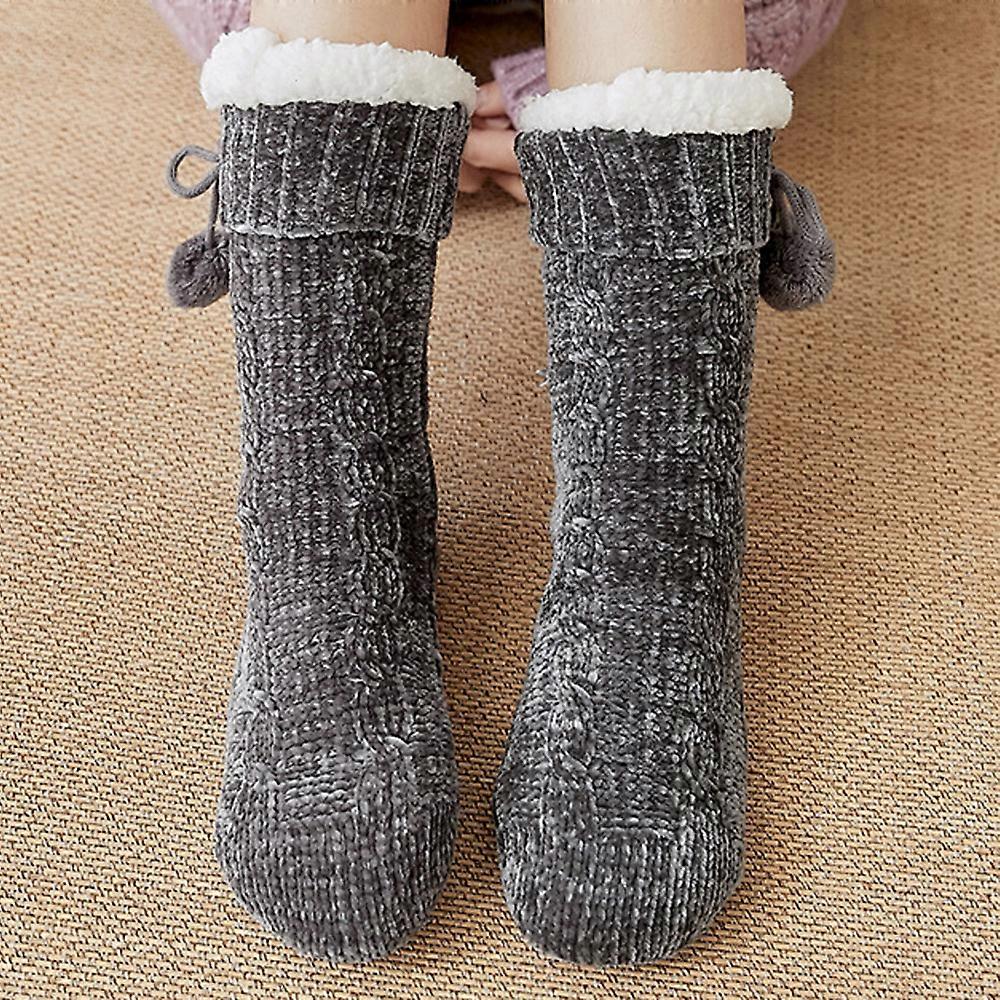 Women Fleece Sherpa Lining Socks Winter Warm Lounge Slipper Bed Floor Socks