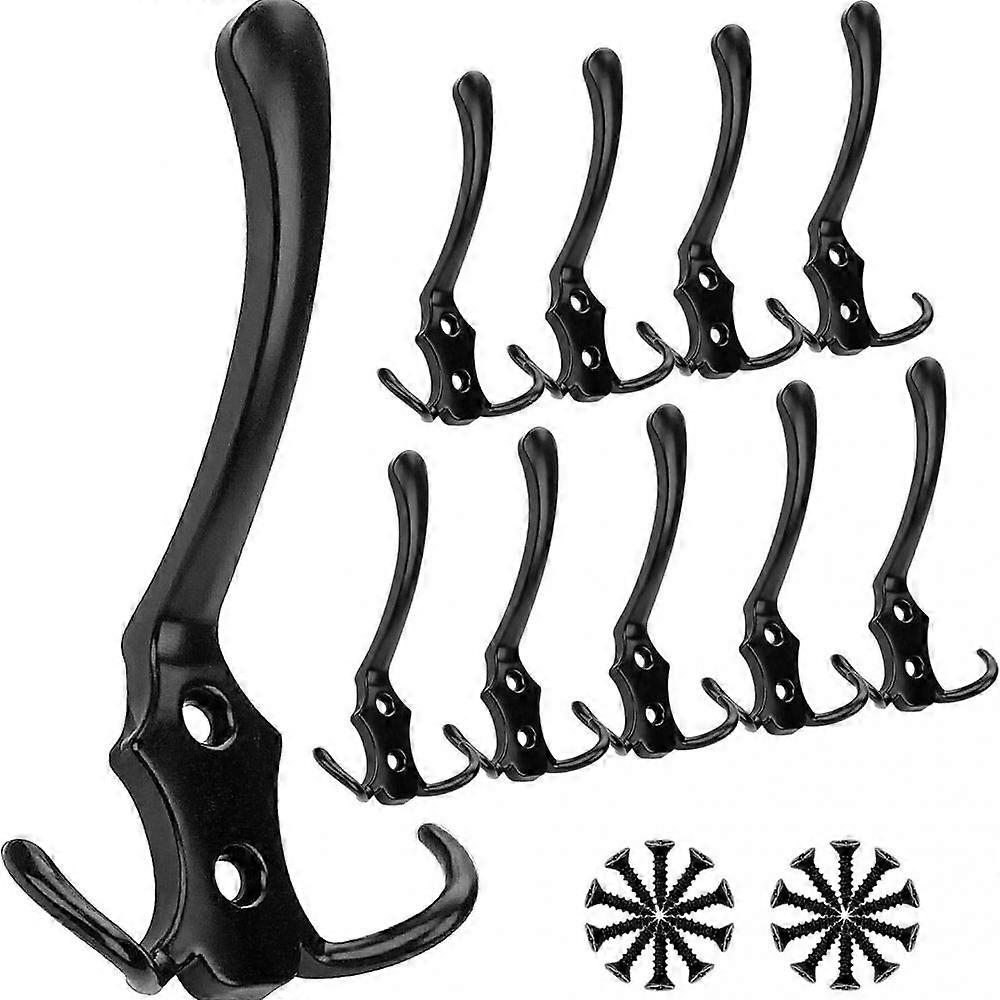 10pcs Hook With 3 Flared Prongs Wall Hooks, Bronze