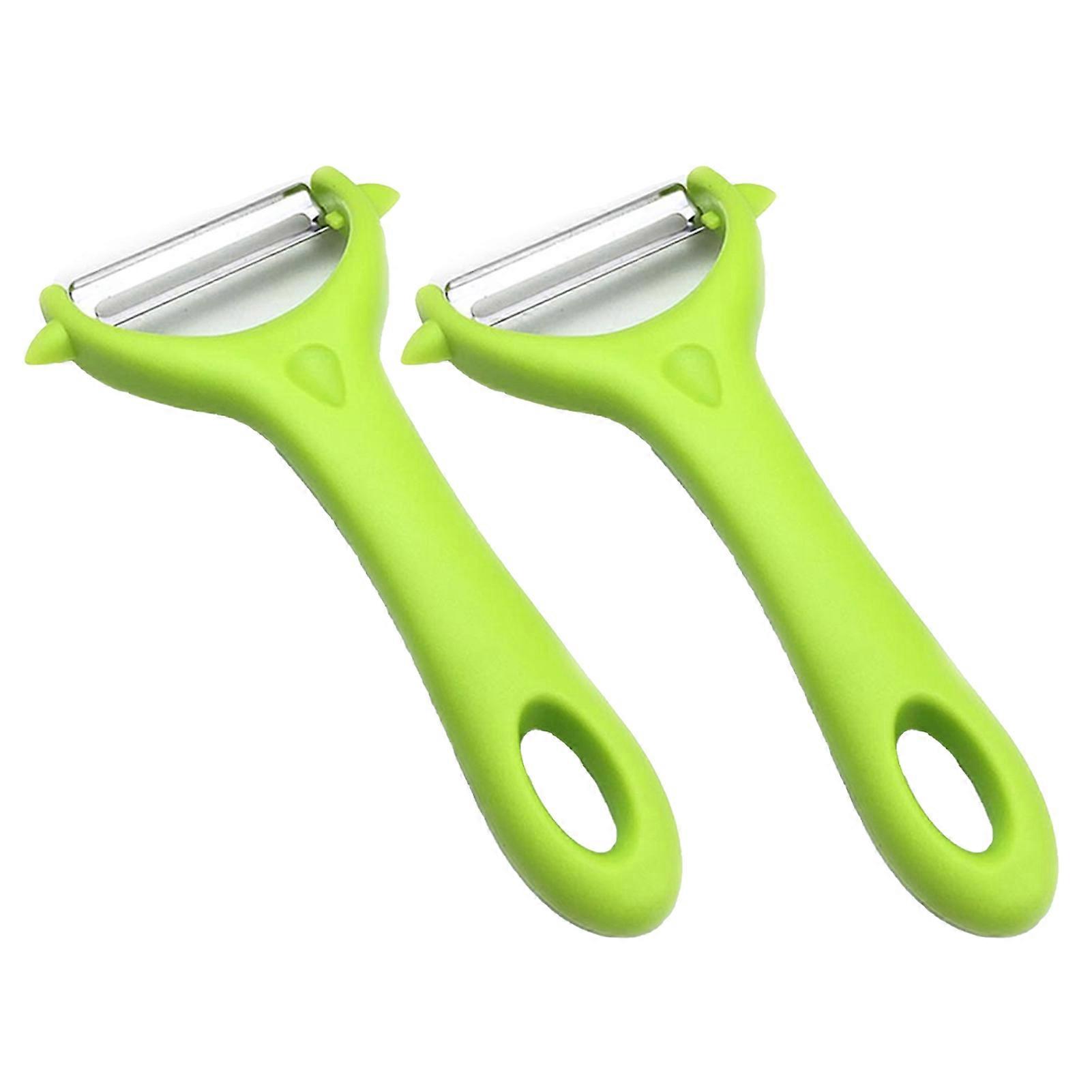 2Pcs Fruit Peelers Anti-slip Easy to Store Convenient Hanging Ring Comfortable Grip Quick Peeling Stainless Steel Vegetable Potato Carrot Peel Remove