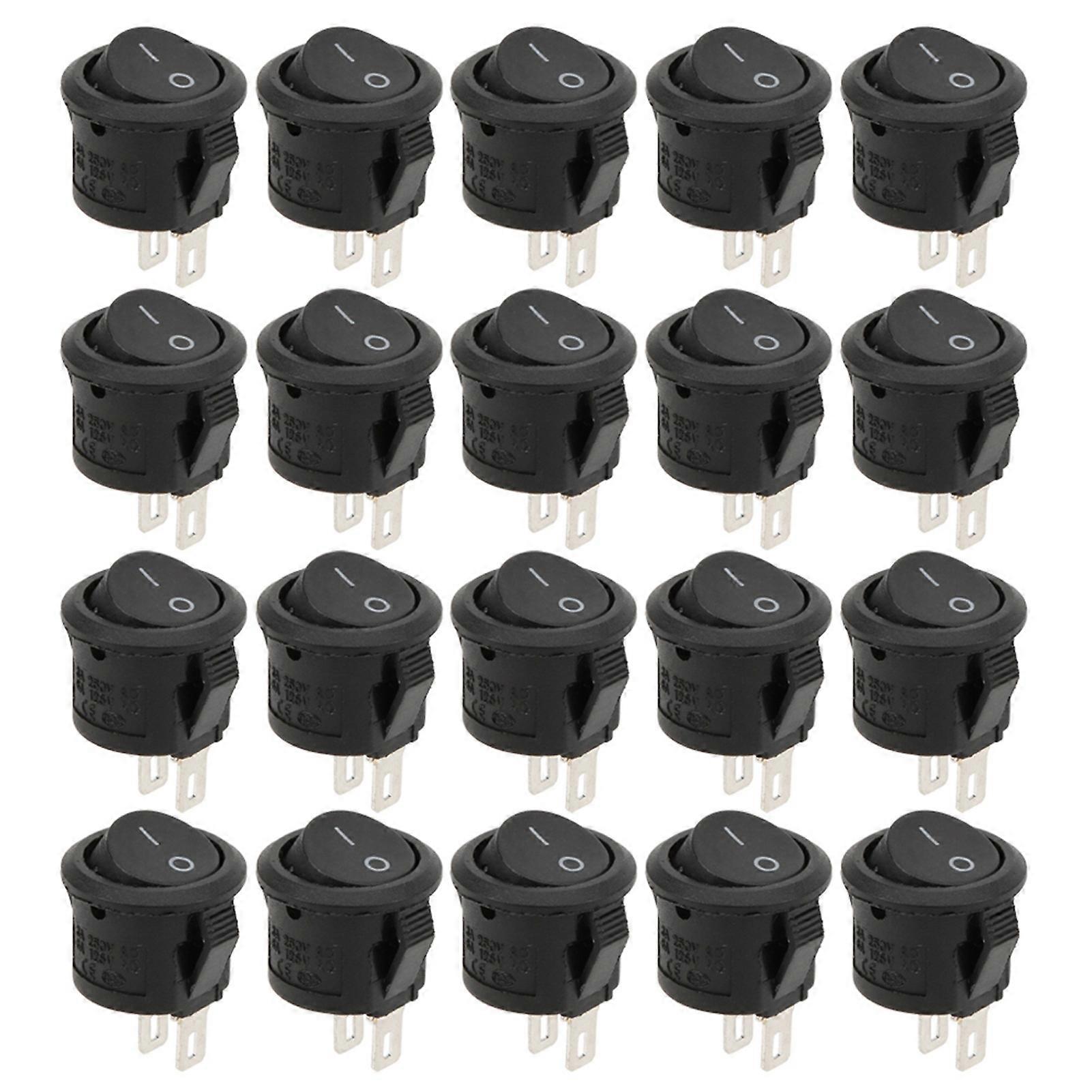 20Pcs Rocker Switch Power Switch Small Round 2 Pin 2 Position KCD11 Industrial Control Elements