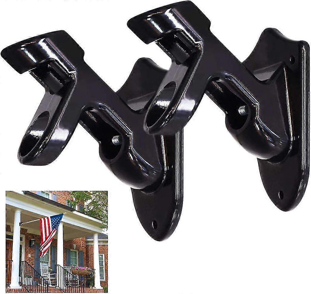 Flag Pole Holder Bracket,2Pcs Aluminum Alloy Wall Mounted Flag Pole Weather-Resistant 2 Angle Positions Black with Screw c