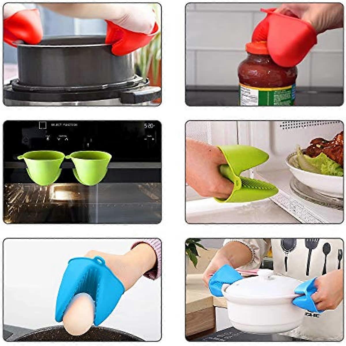 2 Stück Silikon-Ofenhandschuhe Mini – Hitzebeständige Topflappen, Rutschfester Griff, Für Backofen, Kochtopf & Grill