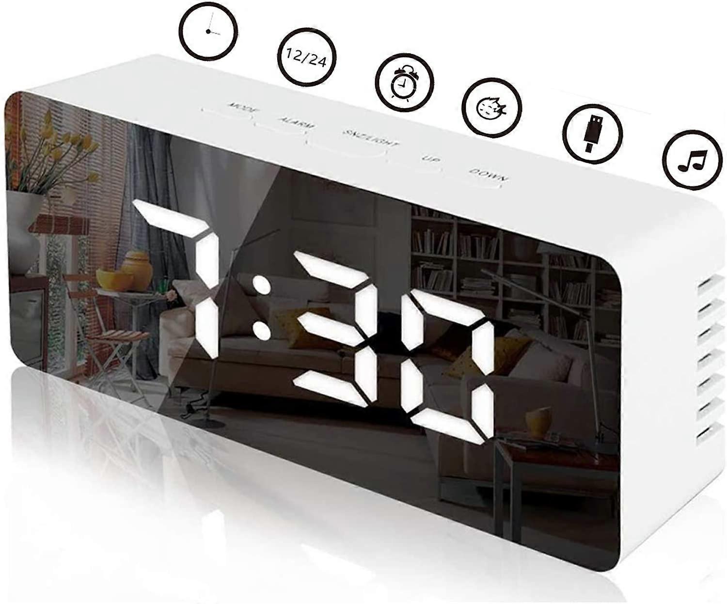Creative Digital Mirror Alarm Snooze voice Control Makeup Mirror LED Clock
