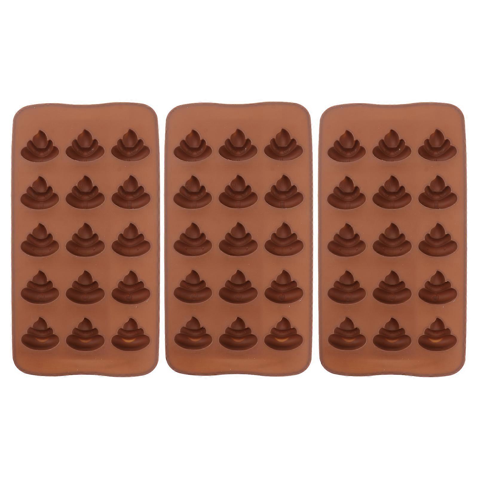 3pcs 15 Even Funny Poop Candy Molds Silicone Baking Molds Stool Ice Cube Candy Dessert Mould