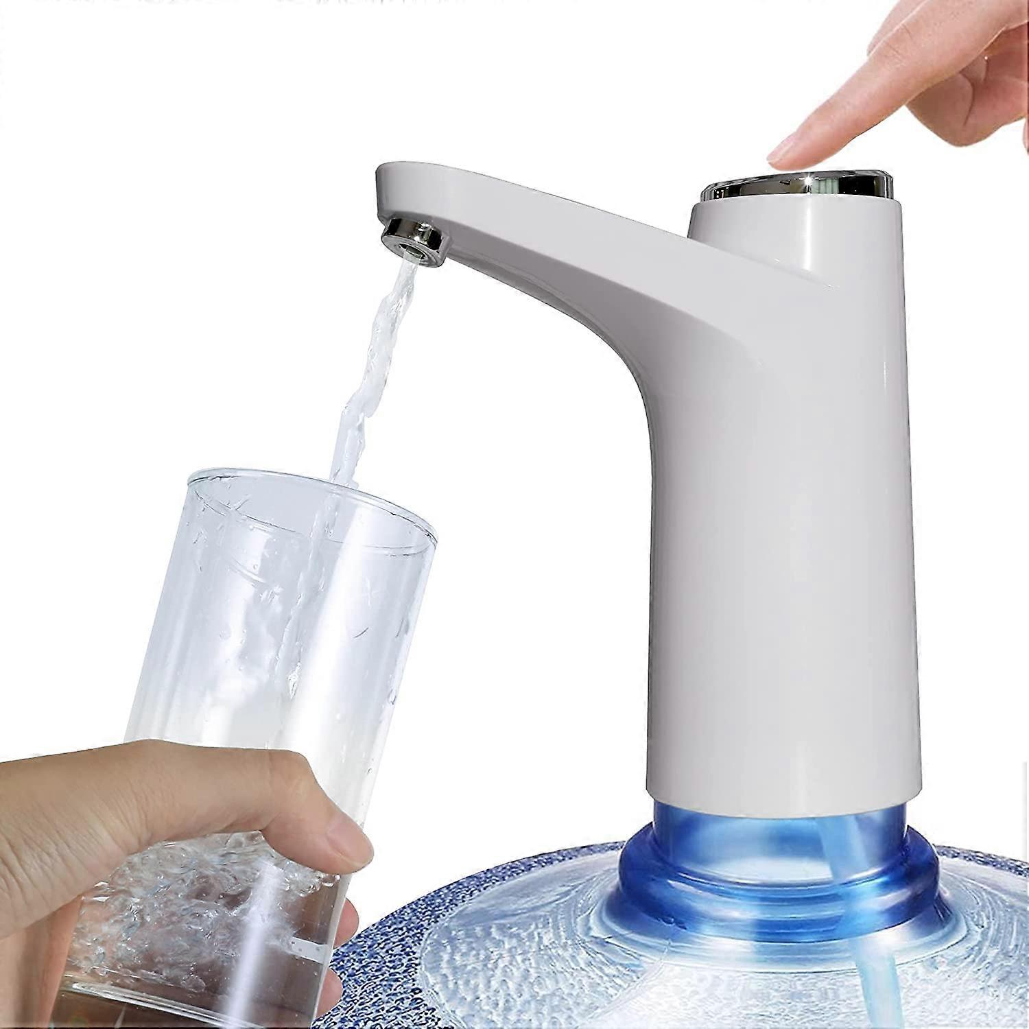 Bottled Water Dispenser - USB Charging Drinking Water Pump Portable Electric Water Dispenser Water Bottle Switch for Universal 5 Gallon Bottle (White)