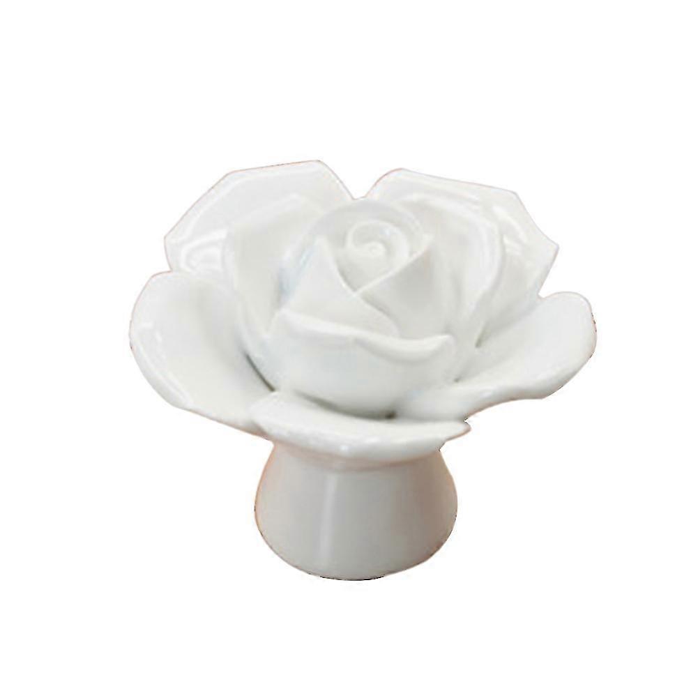 Rose Flower Ceramic Door Knobs Drawer Pulls Cupboard Door Handles With Screw Qinhai