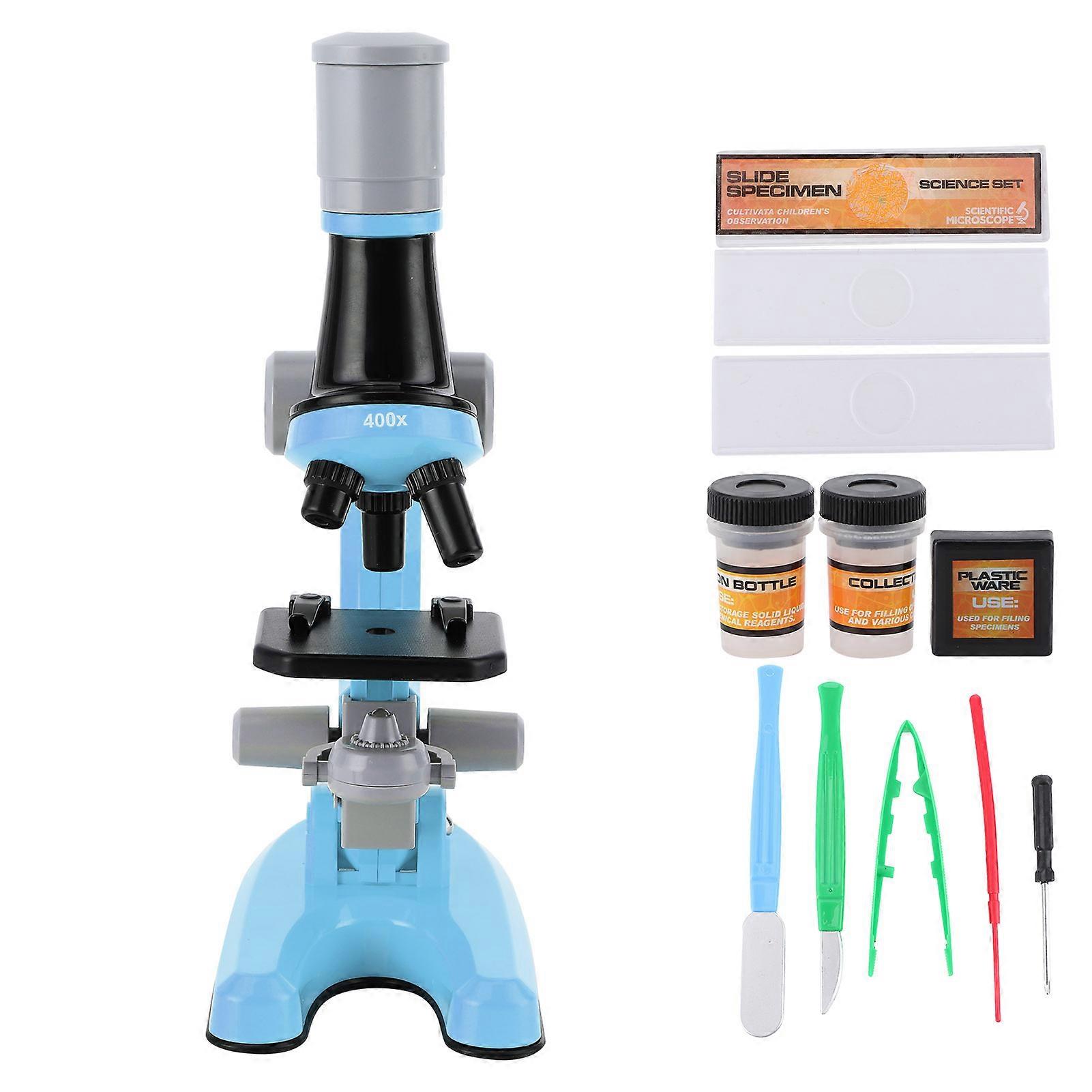 40X-1200X  High Definition Microscope Monocular Plastic Biological Microscope compatible ChildBlue