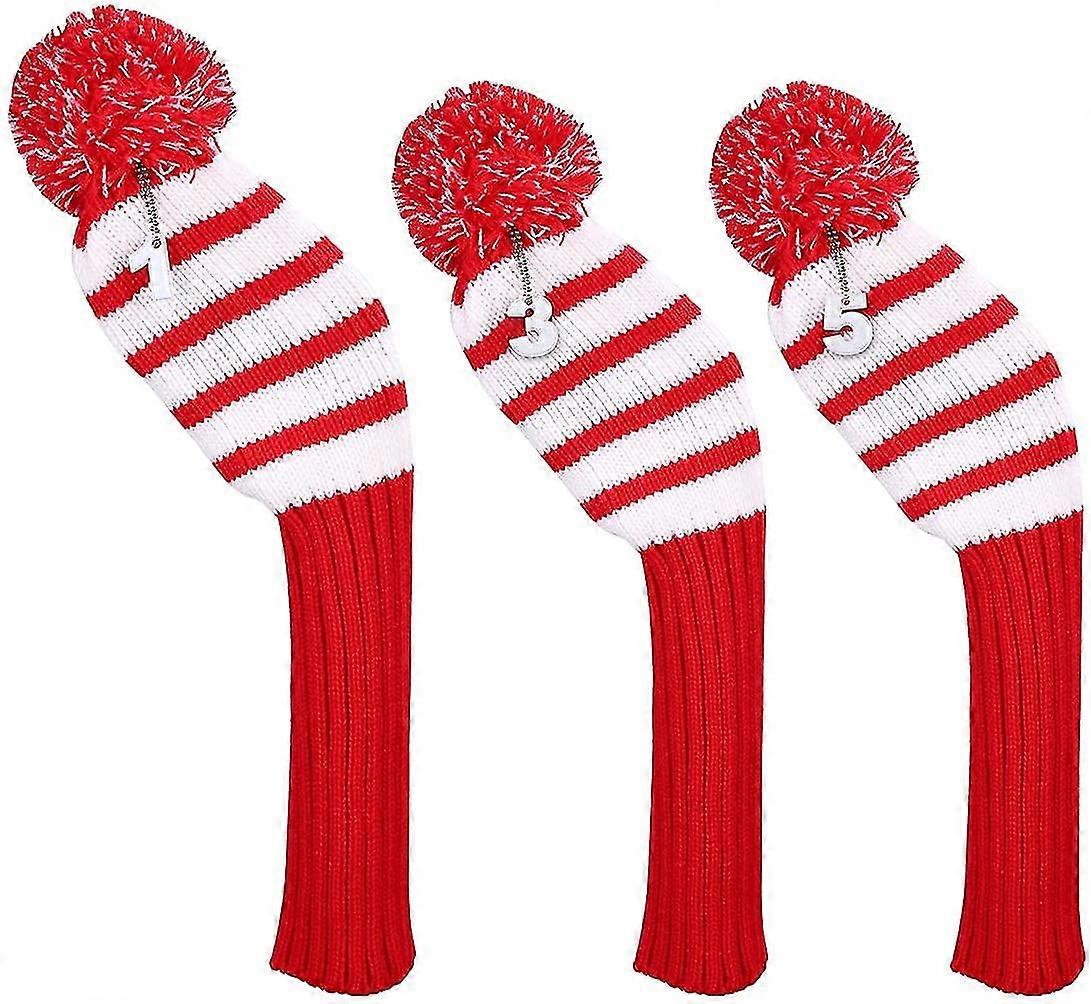 Stickade golfhuvudbonader Set med 3 huvudbonader med numrerade taggar