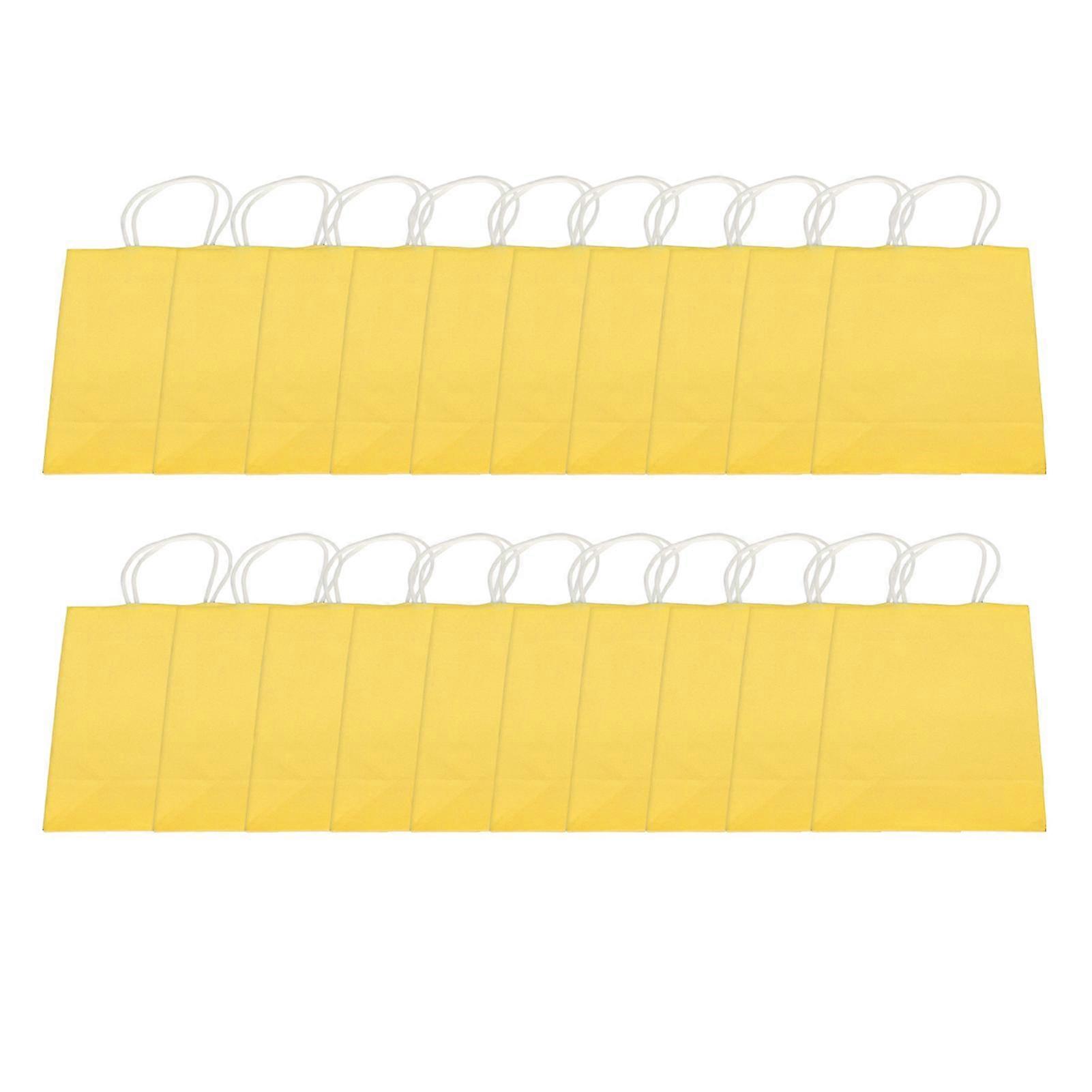 Yellow Kraft Paper Gift Bag - Pack of 20, Ideal for Shopping and Birthday Parties - Size: 15 x 8 x 21cm