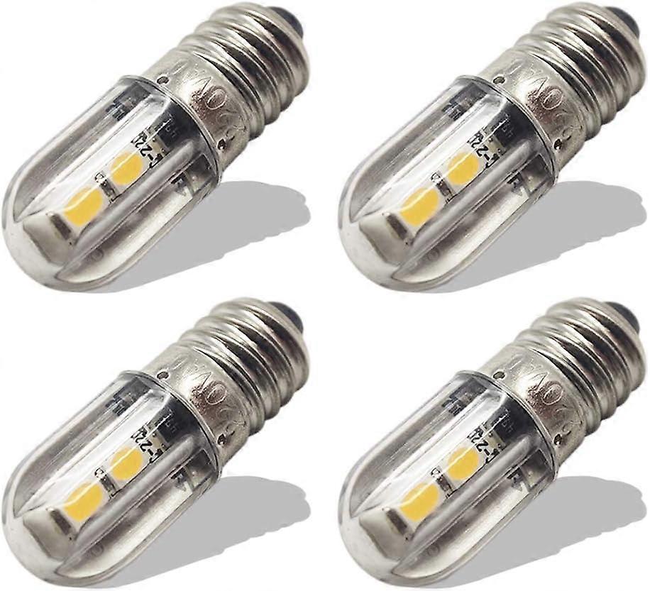 E10 LED Bulb 220V 230V AC Energy Saving LED Indicator Light 8mm Screw Base 3030 4SMD LED Chipsets Upgrade Bulb, Warm White (4 Pack)