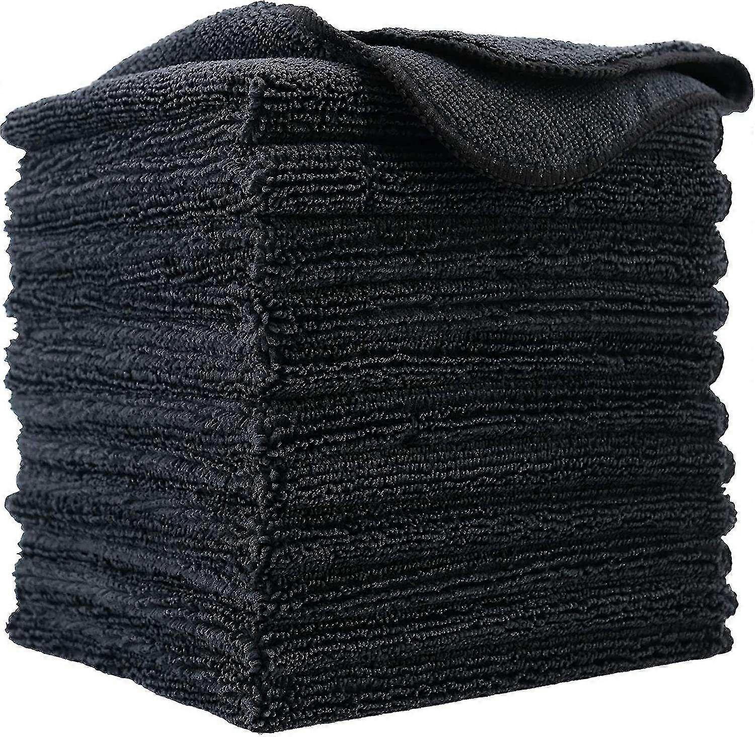 Premium Microfiber Cleaning Cloth, 30 X 30 Cm(12 Pack) (black)