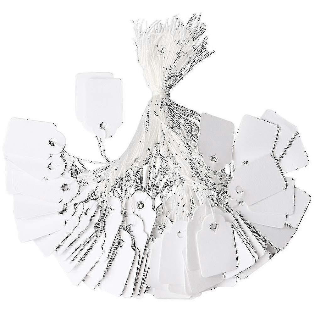 500 Pieces Jewelry Price Tags, White Strung Tags Paper Marking Tags Clothing Display Tag Price Labels With String-ZZY