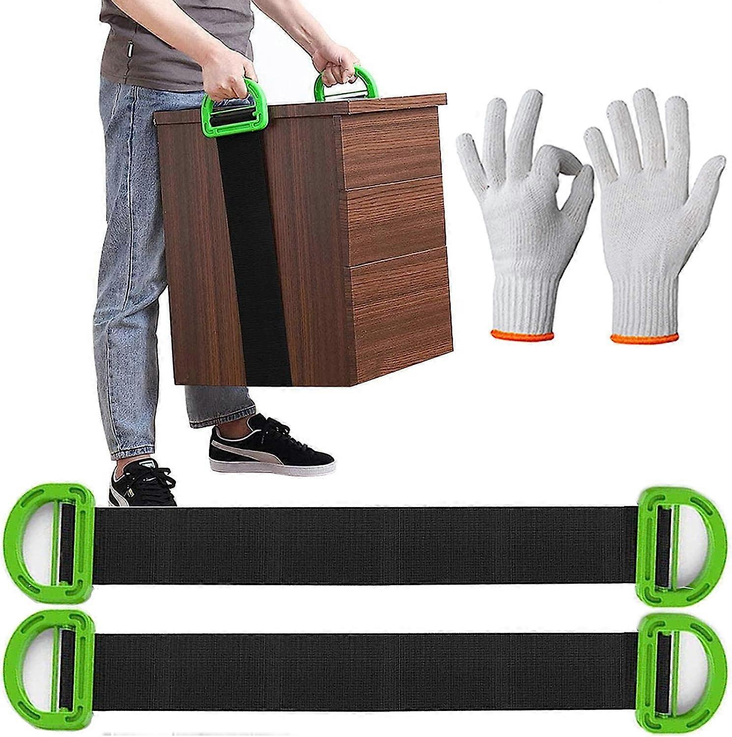 Moving Straps, Set of 2 Lifting Straps for Furniture Boxes Mattress Construction, Handling Straps Supporting 270 KG, Transport Straps for Moving