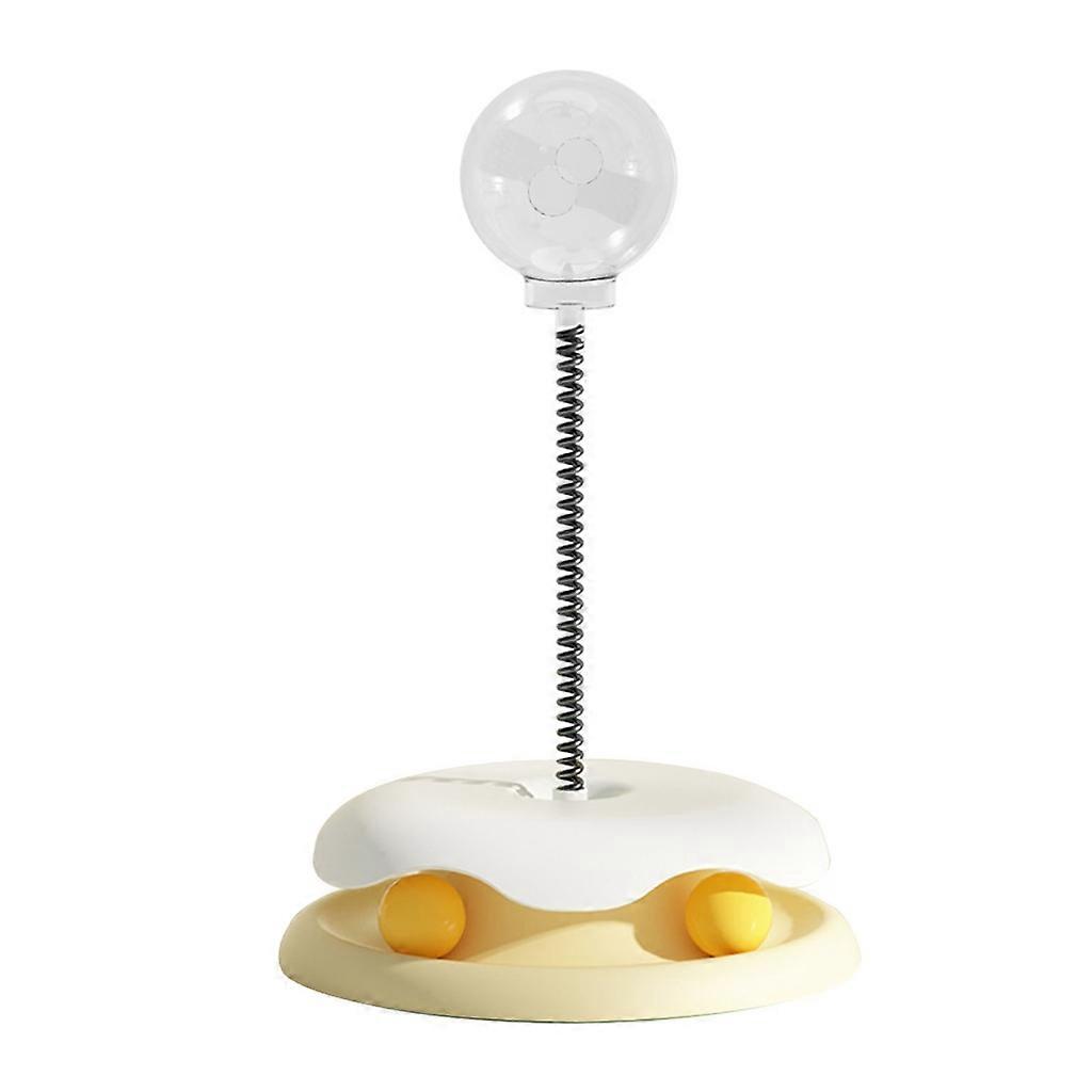 Interactive Cat Toy Slow Feeder with Teasing Track Balls Base Table Tennis