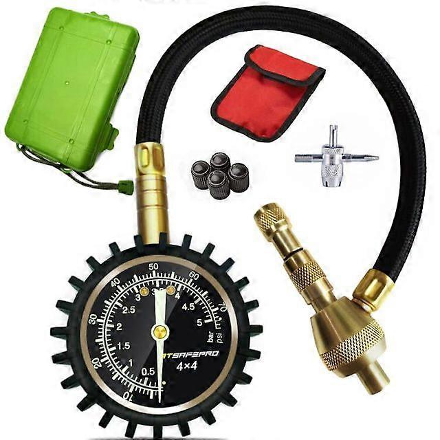 2 in 1 Machinical Car Tire Deflator Gauge 0-70 PSI/0-5 Bar 4X4 Large Offroad Tires With Valve Tools Glow in the Dark