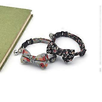 2 Pieces Floral Plaid Collars Pet Bell Collars Cat Bow Collars, Recommended Cat Collars, Black And Grey
