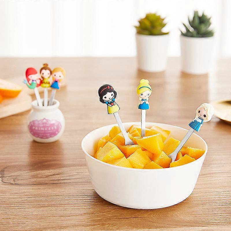 6pcs/Set Cute Cartoon Princess Stainless Steel Dessert Fruit Forks Set