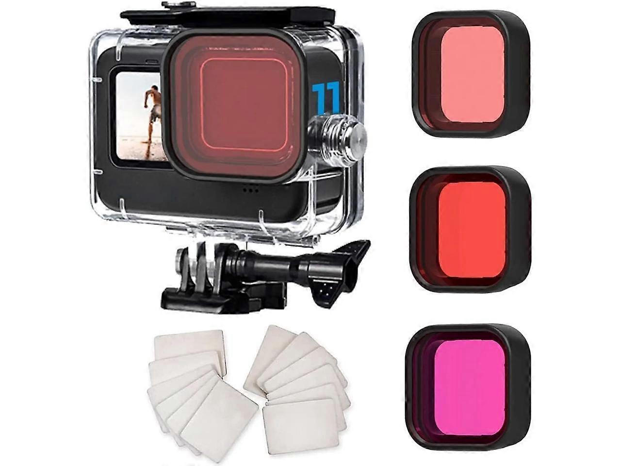 Waterproof Housing for Go Pro Hero 12 Black/Hero 11 Black/Hero 10 Black/Hero 9 Black,Protective 60M/196FT Underwater Dive Case Shell with 3 Pack Filte