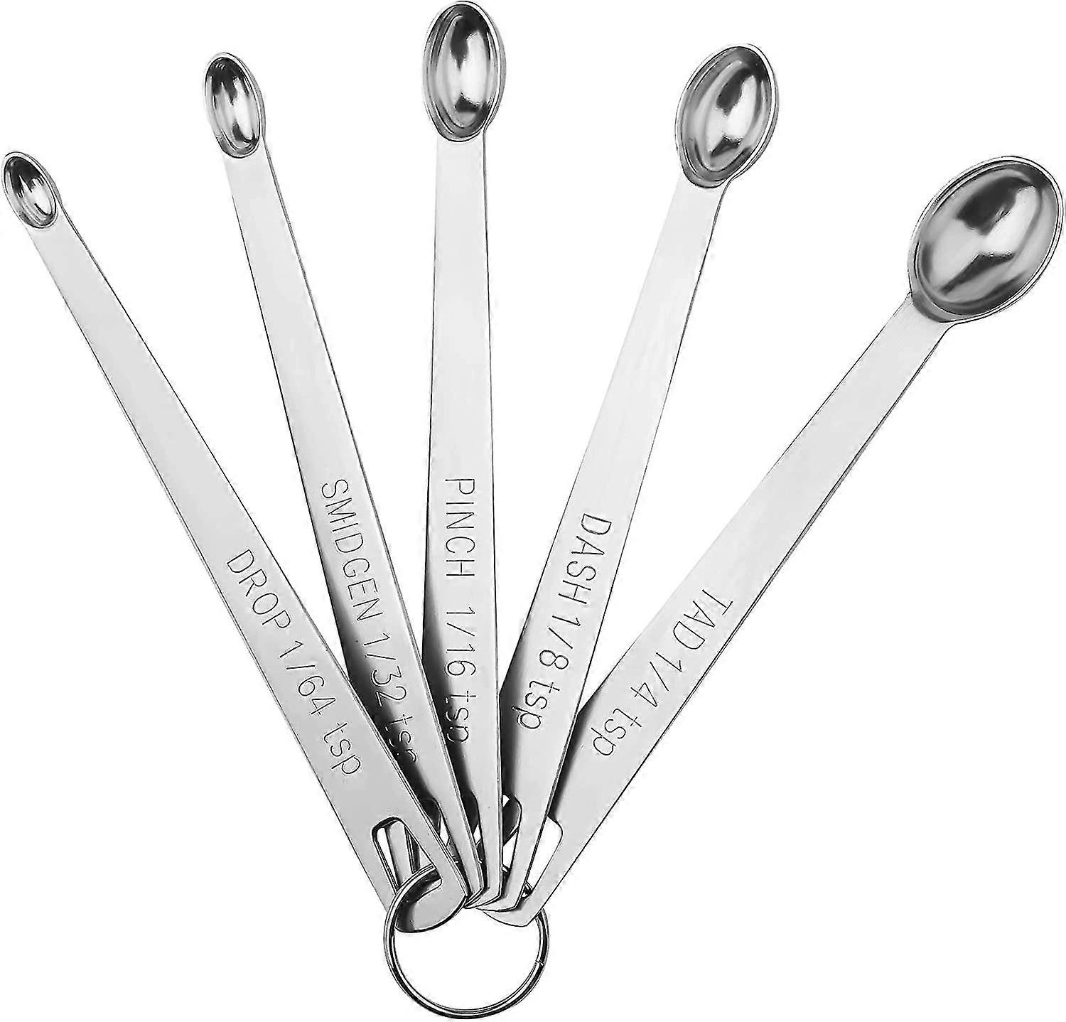 5 Mini Measuring Spoons With 1 Ring,1/64,1/32,1/16,1/8,1/4
