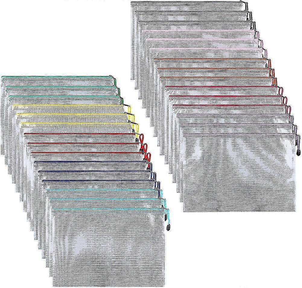 30 Pcs A6 Document Pouch / File Bag Plastic Pvc Mesh Zip Filing Cabinet Folder