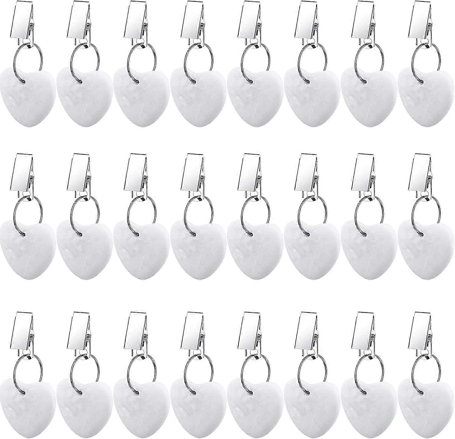Gray Tablecloth Weight Clips, 6 Pcs Heart Shaped Tablecloth Weights Stone Tablecloth Weights Metal Clamp
