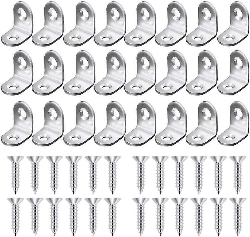 L Brackets Corner Brace, 20mm Stainless Steel Right Angle Brackets 24 Sets