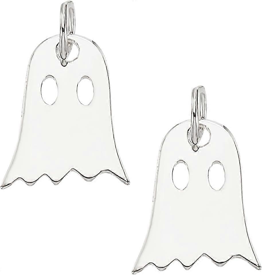 2Pcs Halloween 925 Sterling Sliver Ghost Charms with Jump Rings Silver 10.5x8.5x0.8mm Hole: 3mm