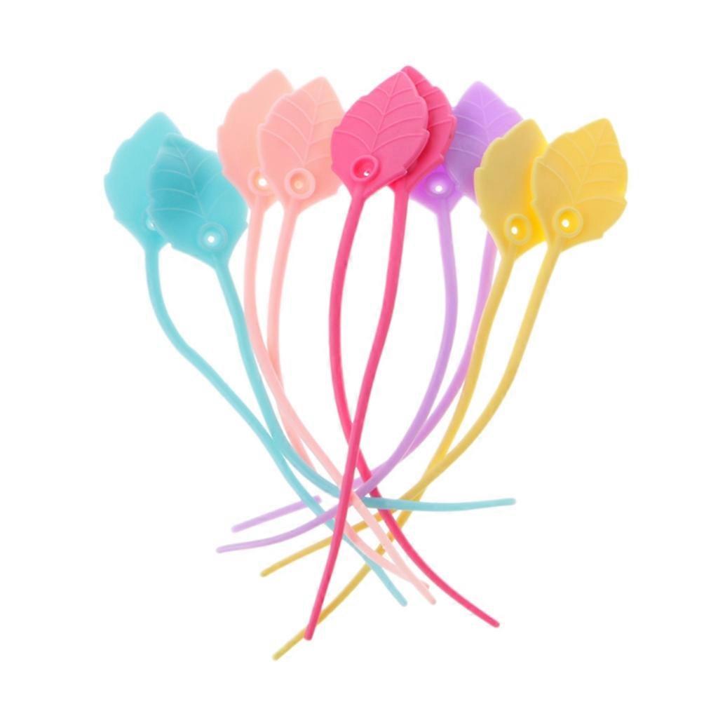 10pcs Leaf Shape Silicone Tie Cable Reusable Package Sealing Artifact