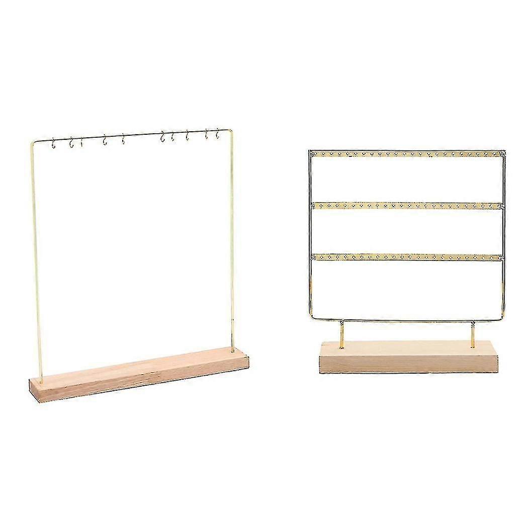 Exquisite Exquisite 66-hole 3-layer Earring Storage Box With Bracket,wooden(golden)