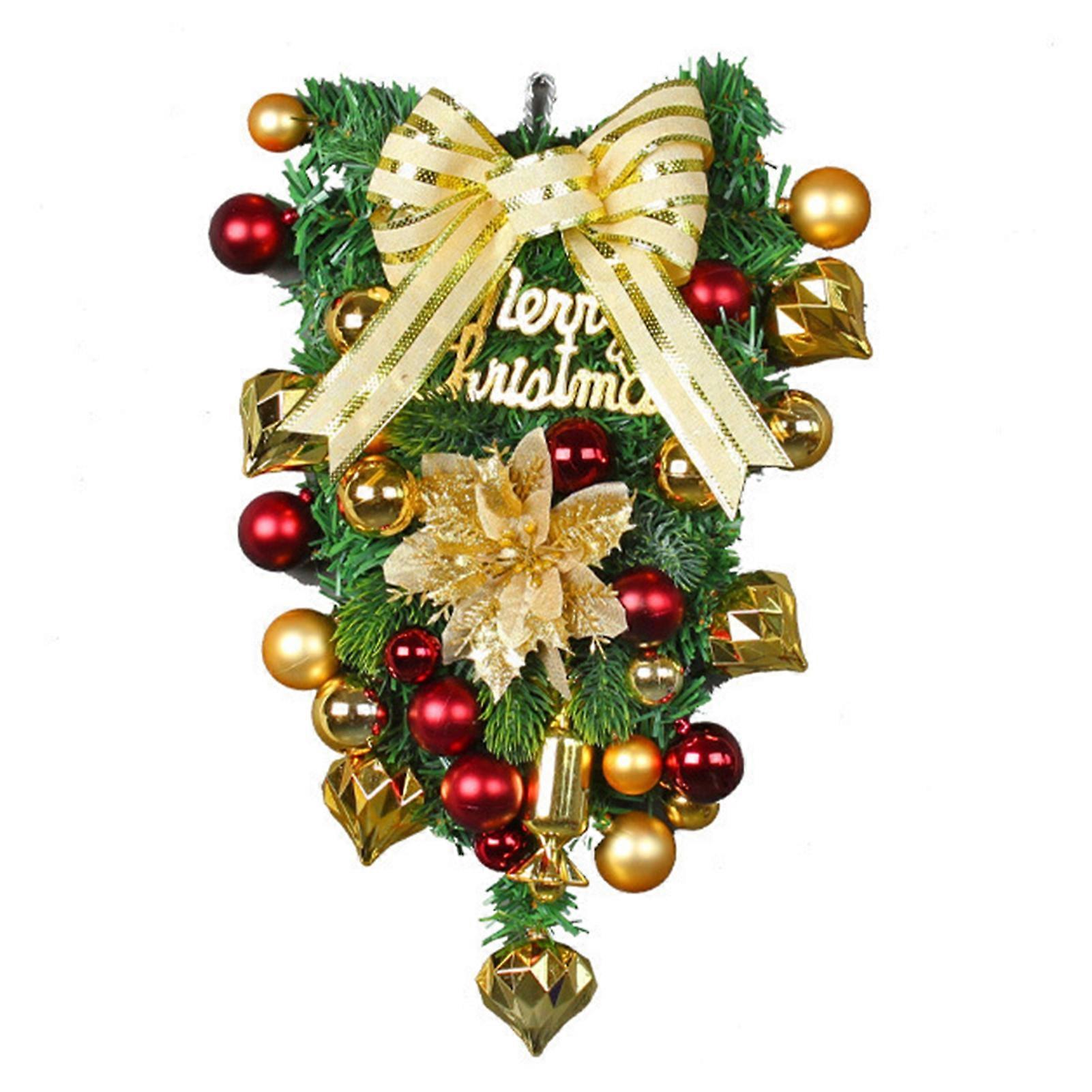 MengXi Christmas Garland Electroplating Ornament Ball Butterfly Knot Frosted Branches Realistic Greenery Decorations Reusable Artificial Christmas Tea