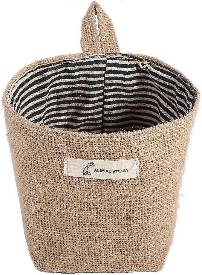 bomull lin sammenleggbart vaskeri hamper blå stripe