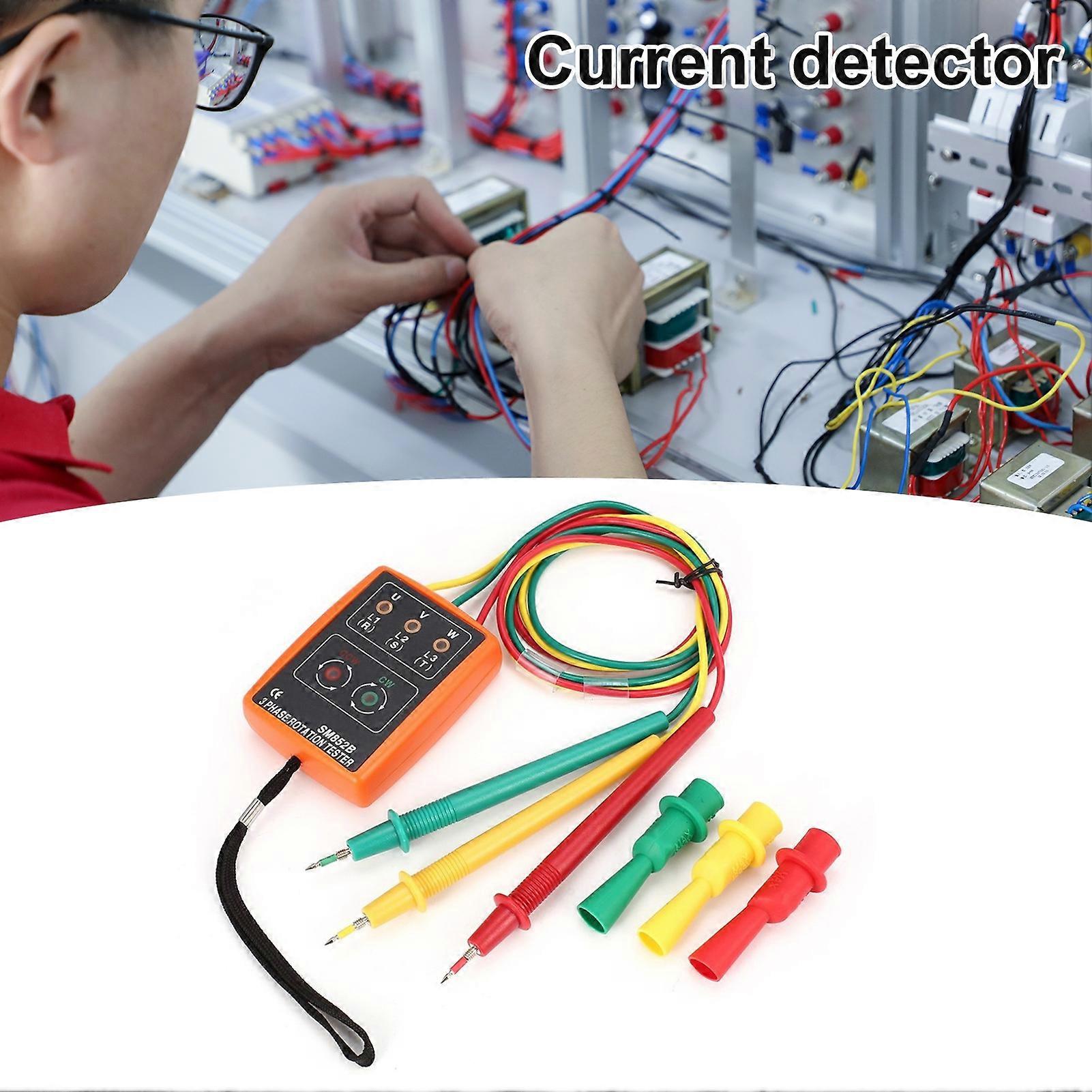 Phase Meter Auto Power-off Portable LED Indicator Buzzer High Accuracy ABS Rust Resistant Phase Detector for Industrial Mengxi