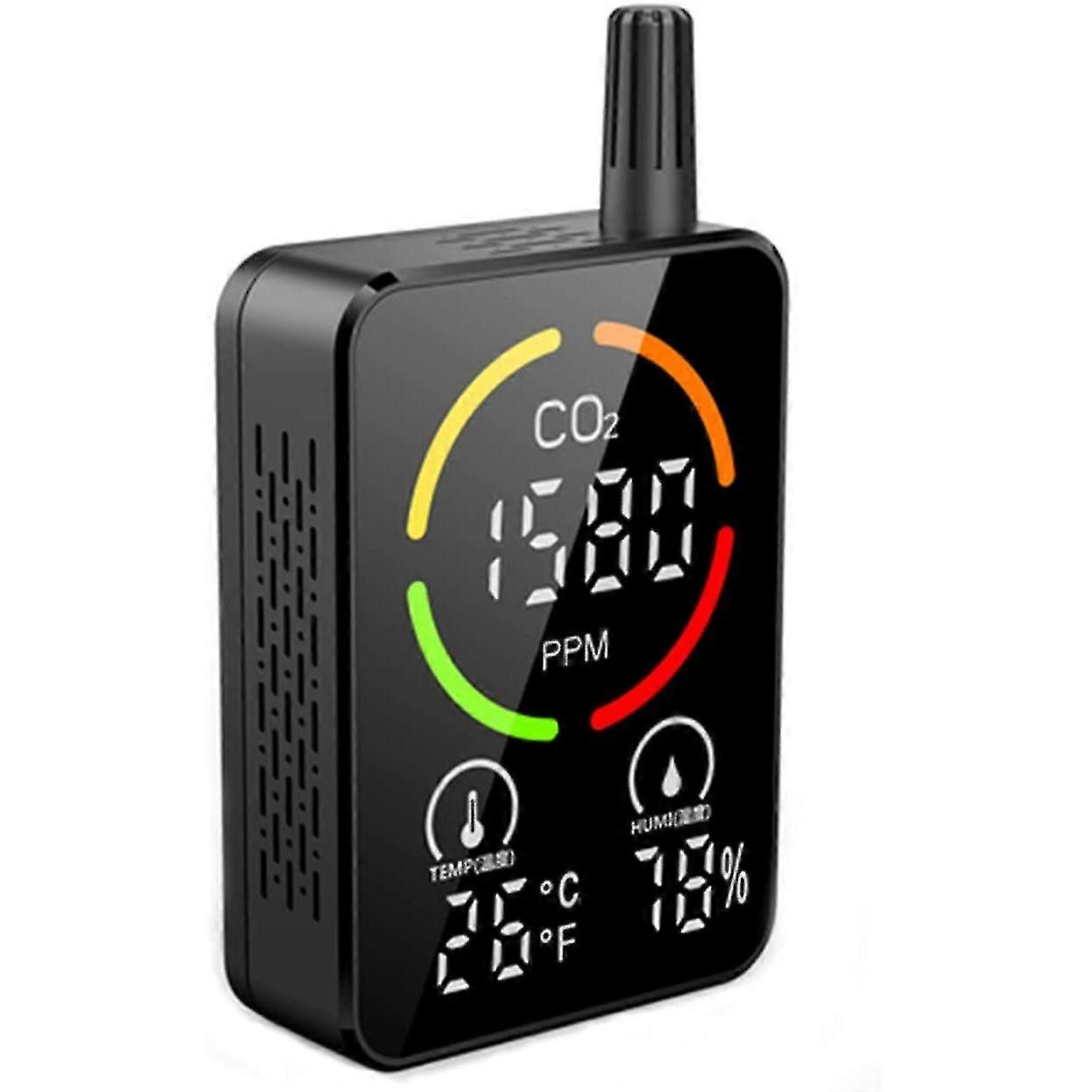 Portable Co2 Meter, Co2 Compatible Smart 3-in-1 Tool, Black